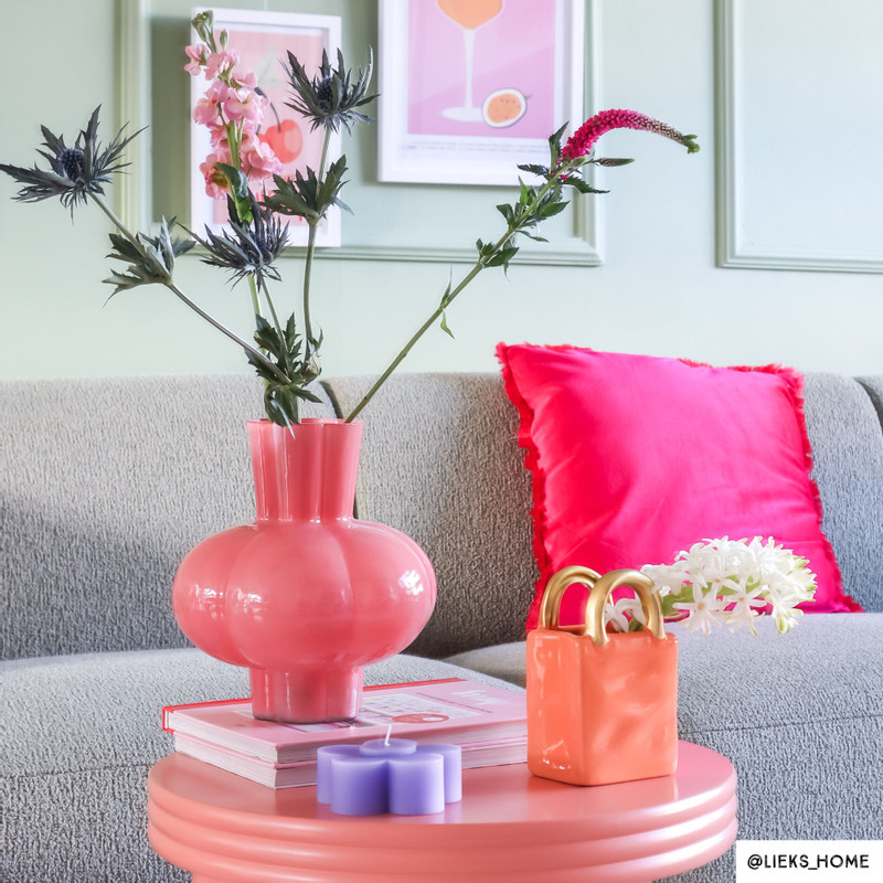 Vaas bol - roze - ø19x20 cm