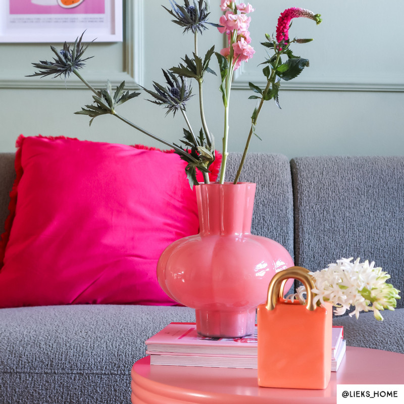 Vaas bol - roze - ø19x20 cm