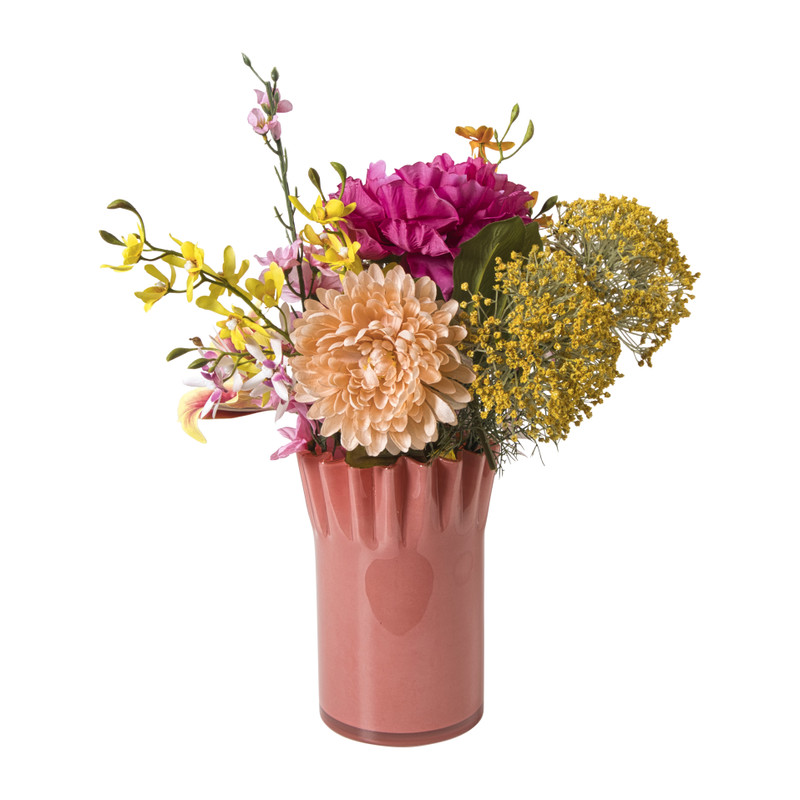 Vaas geribbeld - rood - ø15x19.5 cm