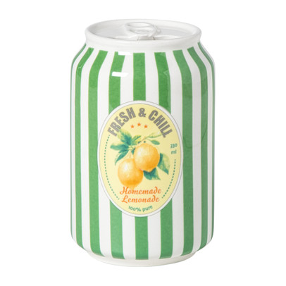 Vaas blikje lemonade - groen/wit - ø6.5x11 cm
