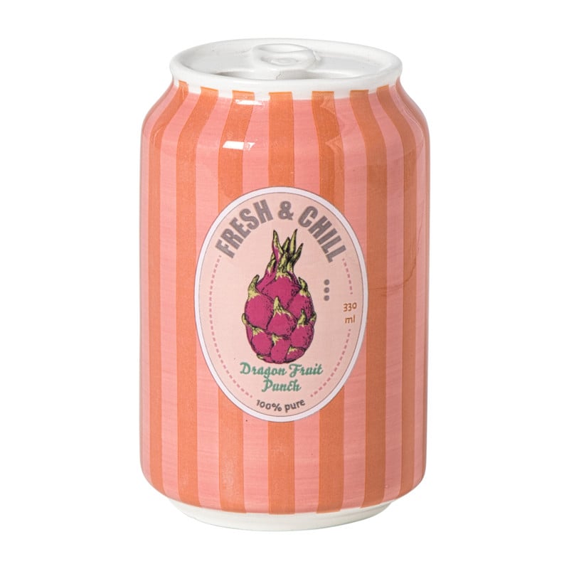 Vaas blikje dragonfruit - roze/oranje - ø6.5x11 cm