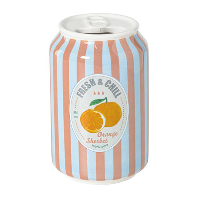 Vaas blikje orange - oranje/blauw - ø6.5x11 cm