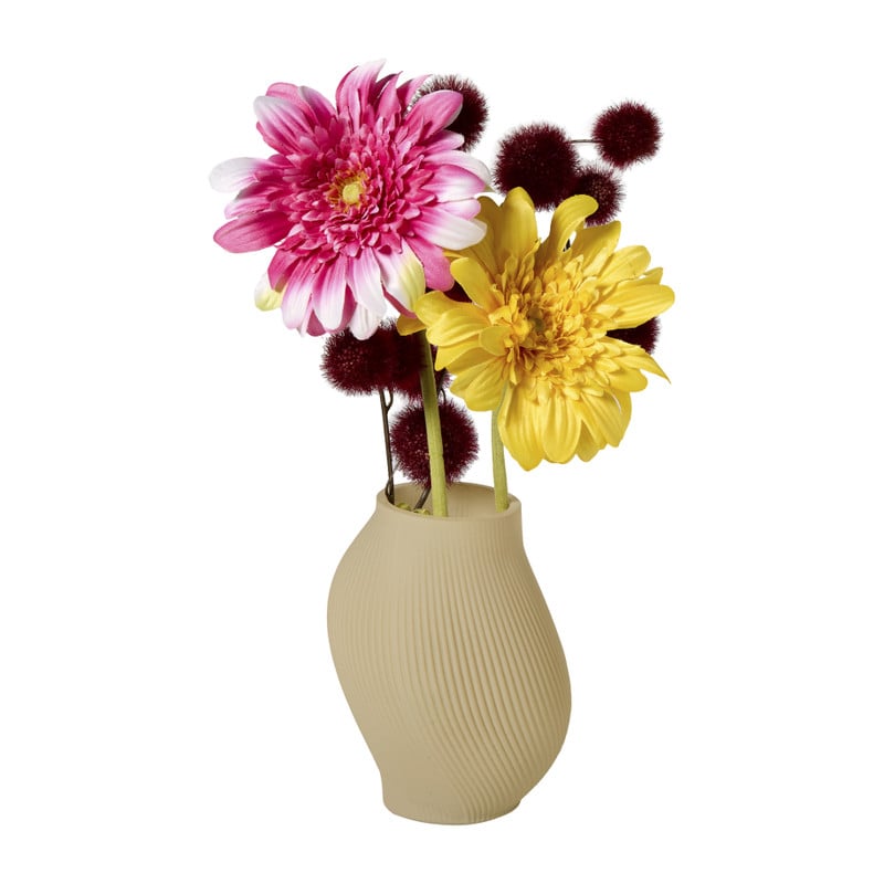 Vaas ribbel klein - beige - ø12x15 cm