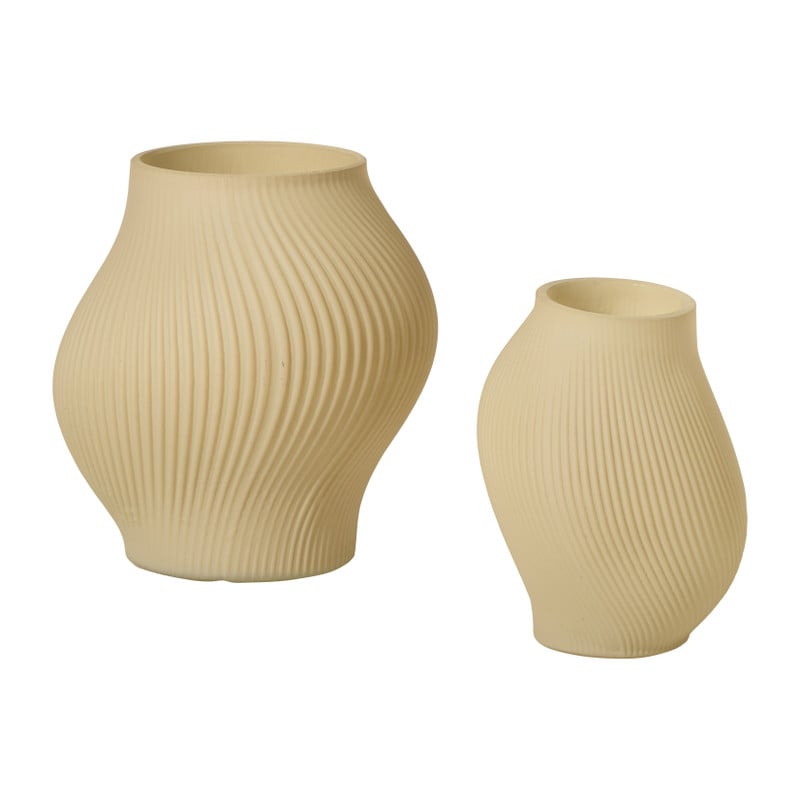 Vaas ribbel klein - beige - ø12x15 cm
