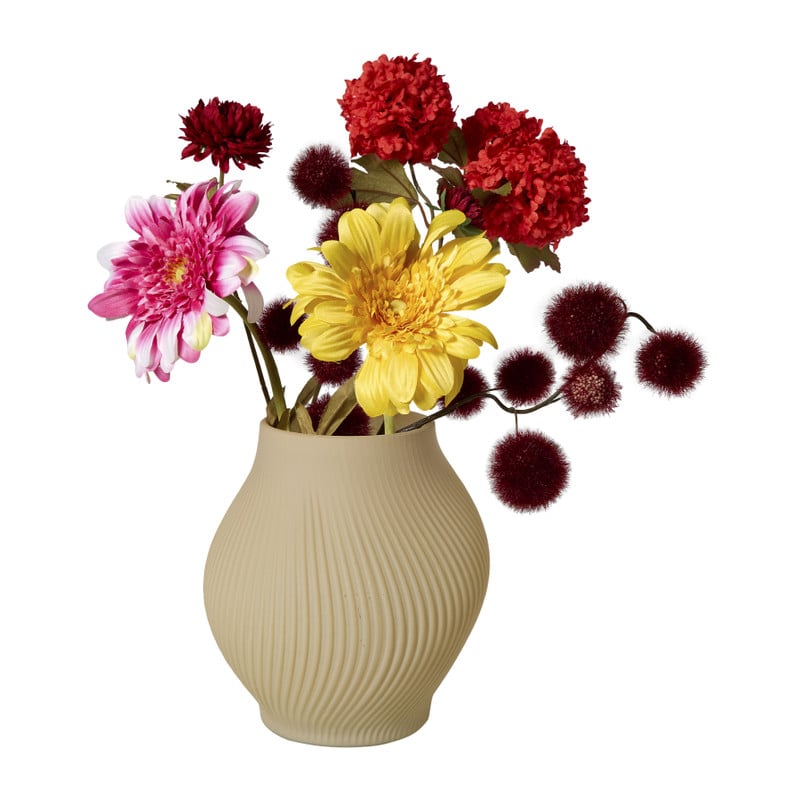 Vaas ribbel groot - beige - ø18x19 cm
