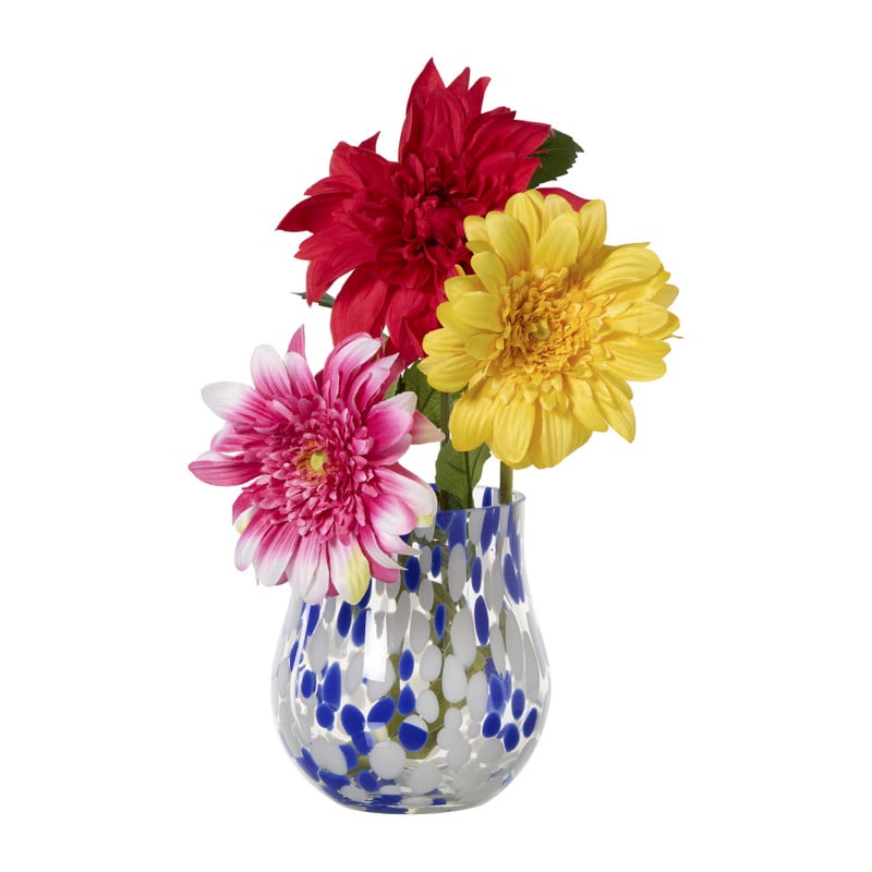 Vaas gevlekt - blauw/wit - ø14x15 cm