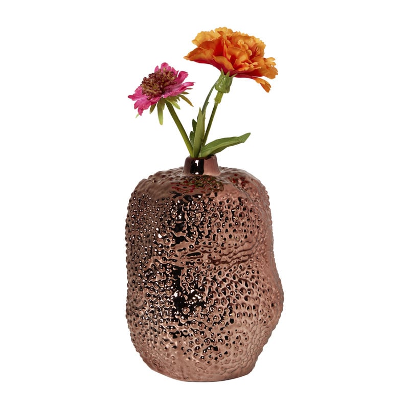 Vaasje lang - koperkleurig - ø11x15.5 cm