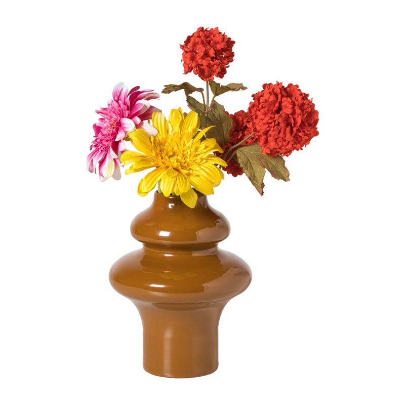 Vaas bollen breed - bruin - ø18x23 cm