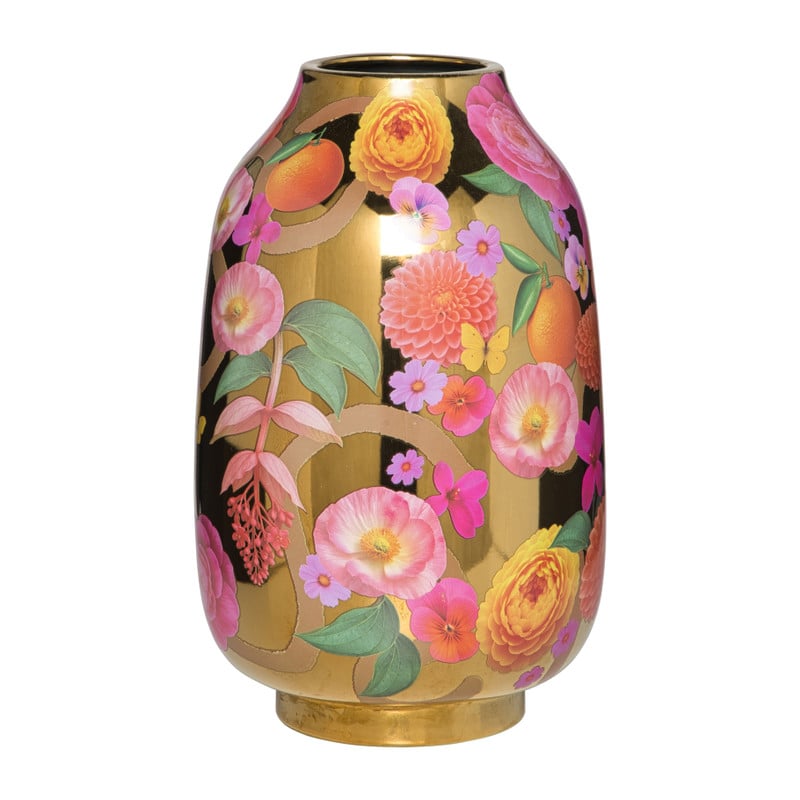 Vaas bloemen - multikleur - ø19x31 cm