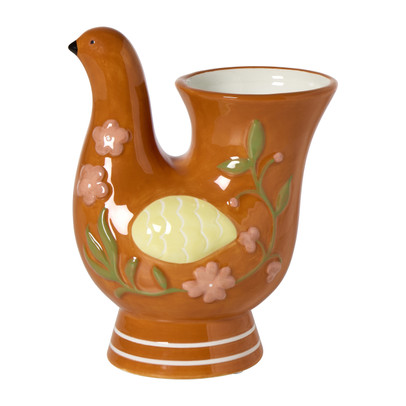 Vaas vogeltje - oranje - 18.5x14.5x10 cm