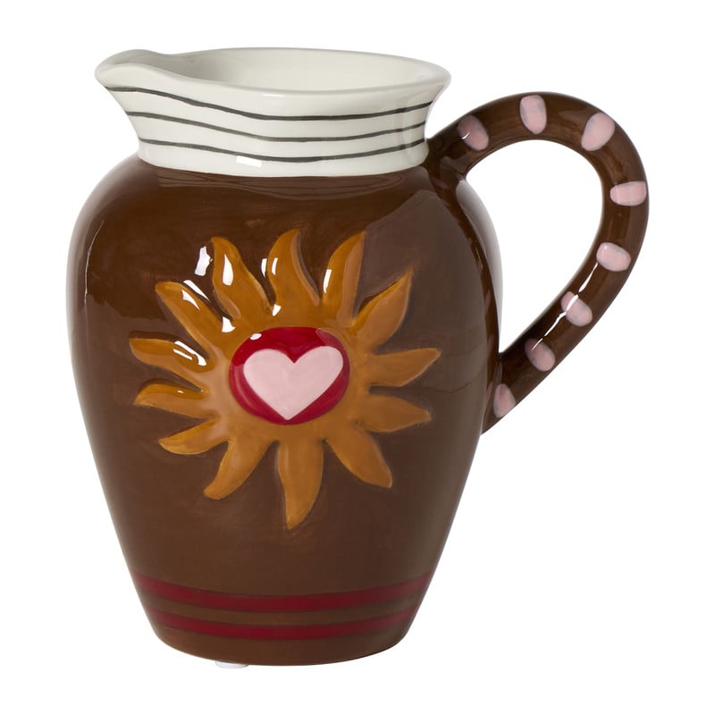 Vaas met hartje - bruin/wit/roze - ø13.8x18.5 cm