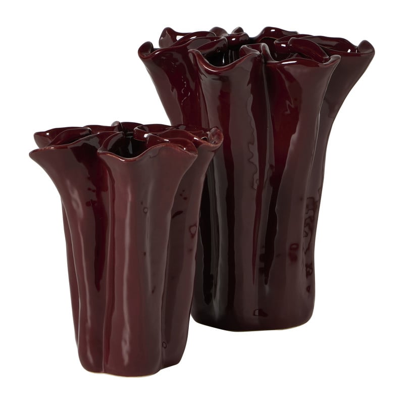 Vaas golf groot - bordeaux rood - ø17.5x19.5 cm