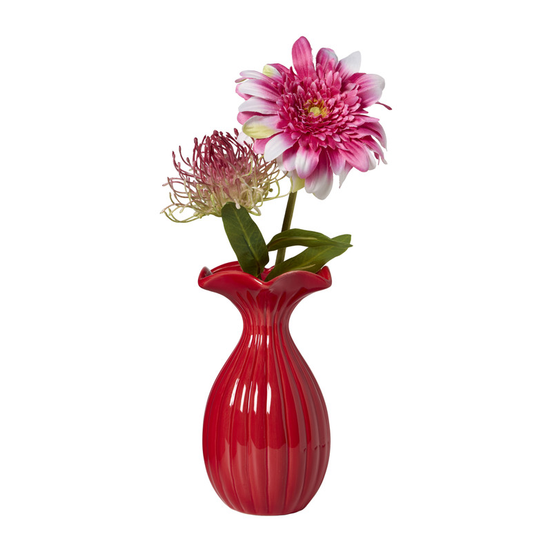 Vaas bloem - rood - 11.8x10.6x20 cm
