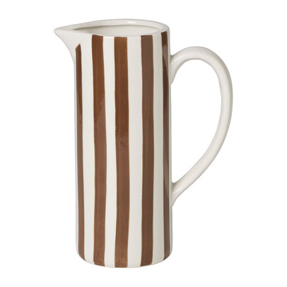 Vaas met strepen - beige/bruin - 18x10x25 cm