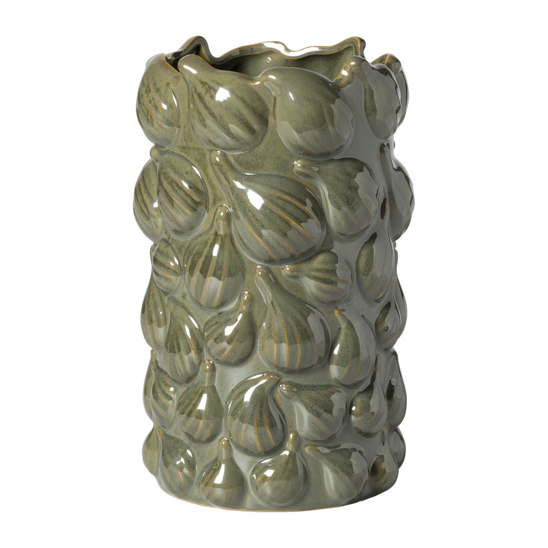 Vaas keramiek met vijgen - groen - ø16x25 cm