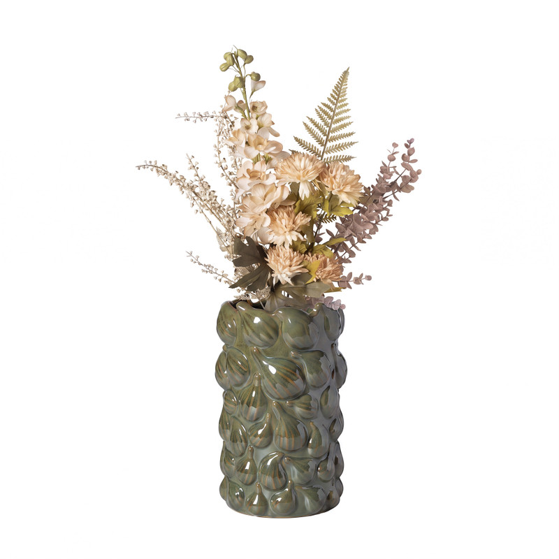 Vaas keramiek met vijgen - groen - ø16x25 cm