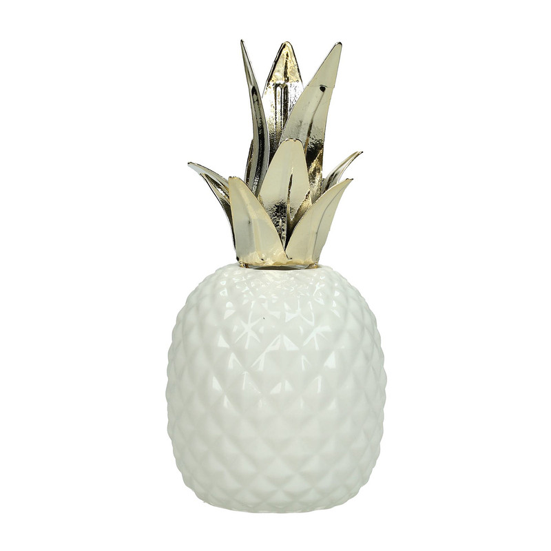 Decoratie ananas - wit - 15 cm 