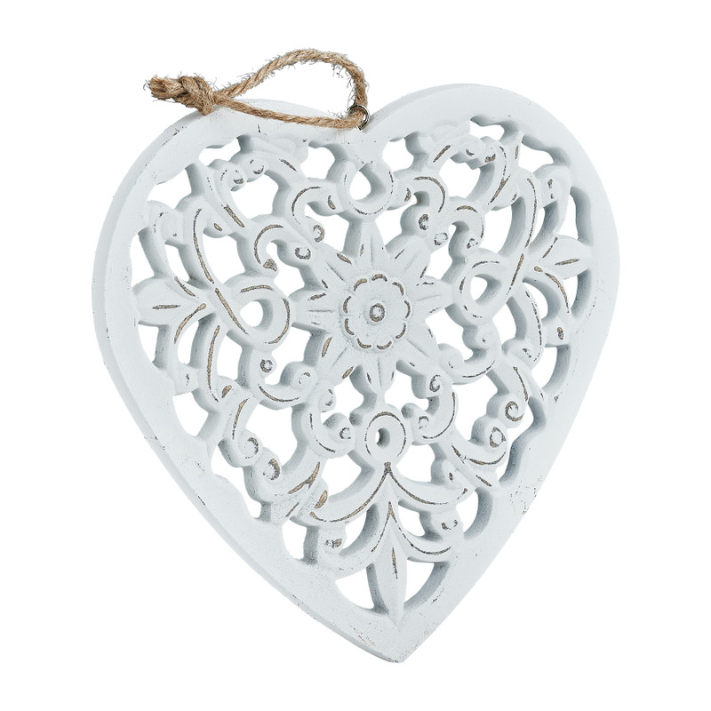 Hanger hart - wit - 24x24 cm 