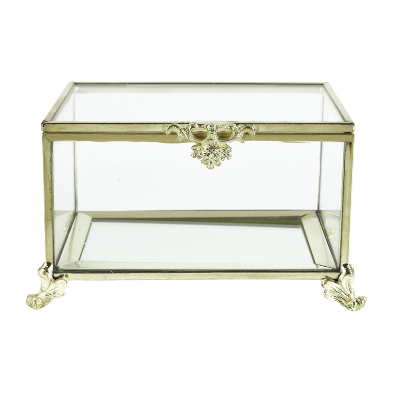 Opbergdoosje rechthoek - goud - 11x8x6.5 cm