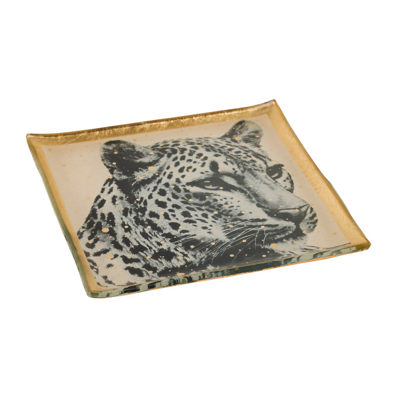Presentatieschaaltje luipaard - diverse varianten - 11x11 cm