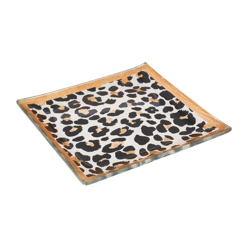 Presentatieschaaltje luipaard - diverse varianten - 11x11 cm