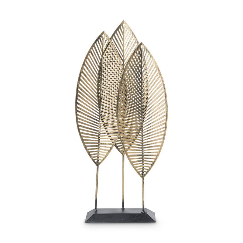 Staande decoratie bladeren - goudkleurig 25x9x50 cm 