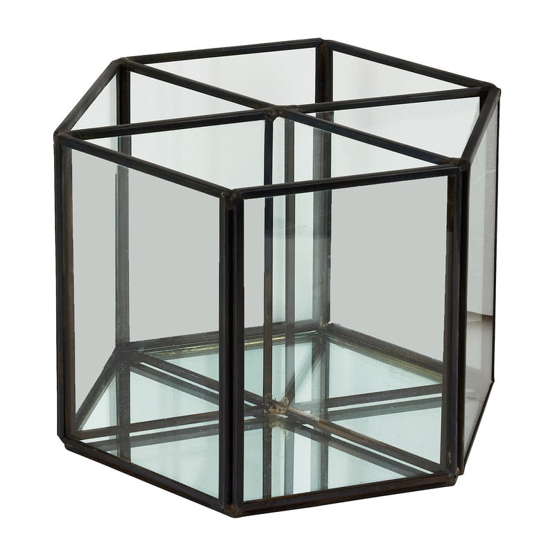 Opbergbakje glas - zeshoek - ⌀16x10 cm 