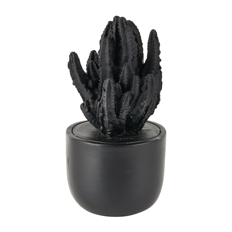 Hoge cactus ornament - zwart - ø9x17 cm
