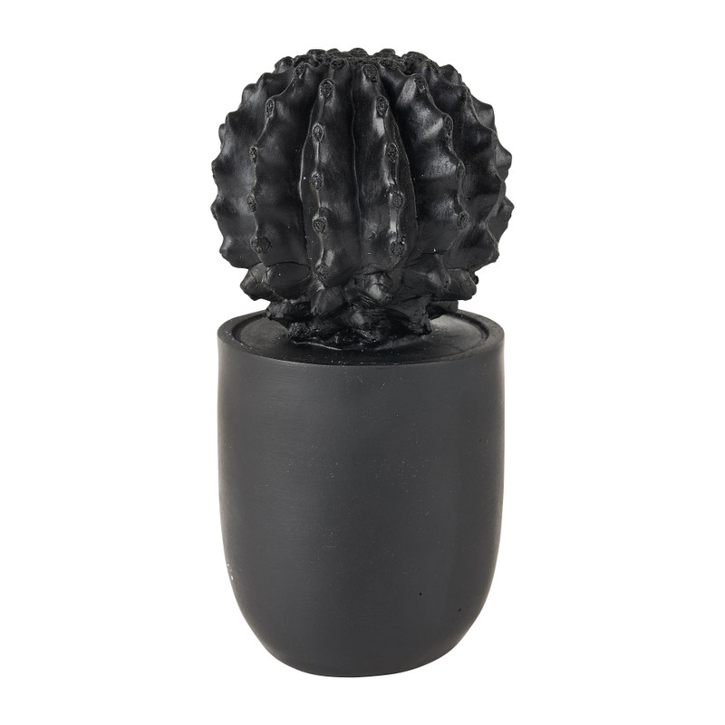 Bol cactus ornament - zwart - ø9x18.5 cm 