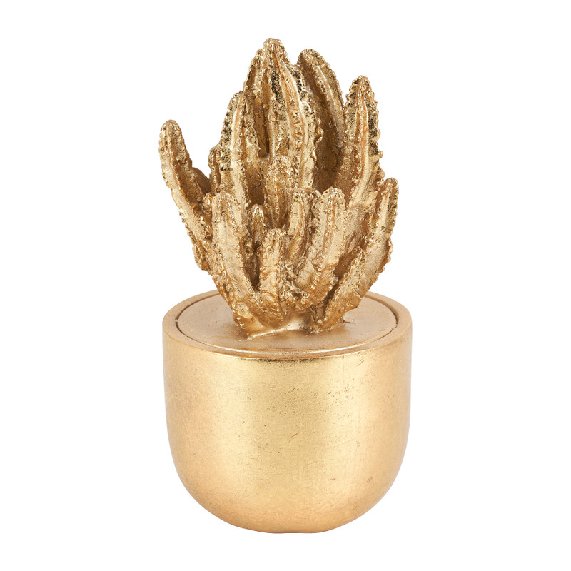 Hoge cactus ornament - goud - ø9x17 cm