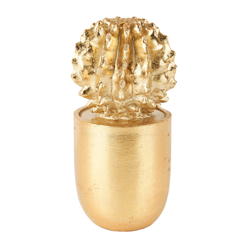 Bol cactus ornament - goud - ø9x18.5 cm 