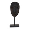 Houten masker staand - zwart - 13,5x8x36 cm