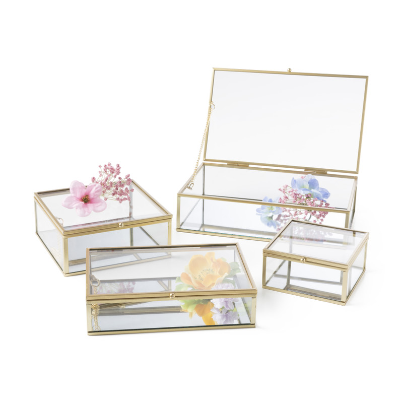 Gouden box - rechthoekig -  18x12x4,5 cm