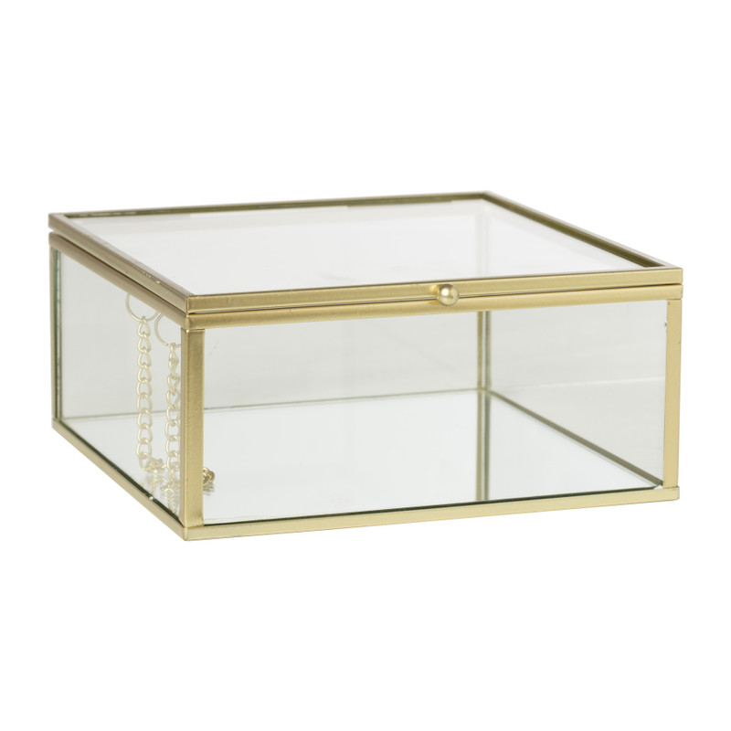 Gouden box groot - vierkant - 14x14x6 cm