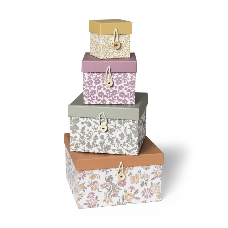 Deco box met print mini - geel - 7.5x7.5x8 cm