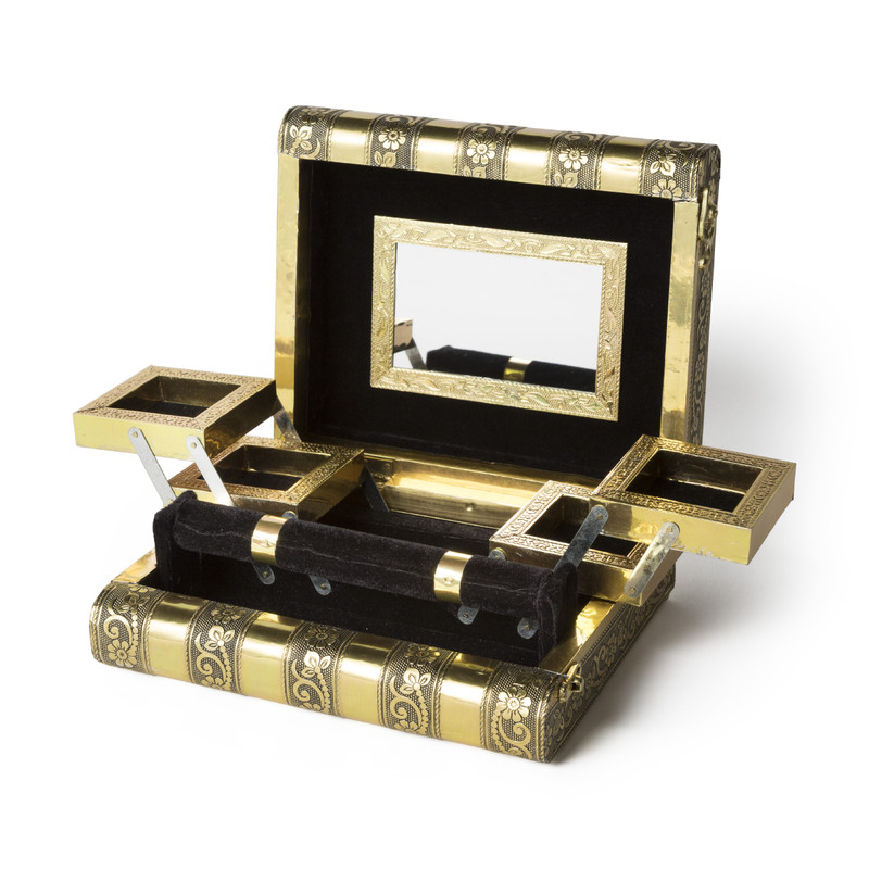 Lijken Nauwkeurig stil Sieraden kist met spiegel -goudkleurig - 40x23x28 cm | Xenos