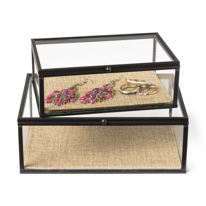 Glazen kistje - zwart - 18x13x6.5 cm