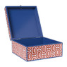 Decoratie box boho - rood/blauw - 18x19x9 cm