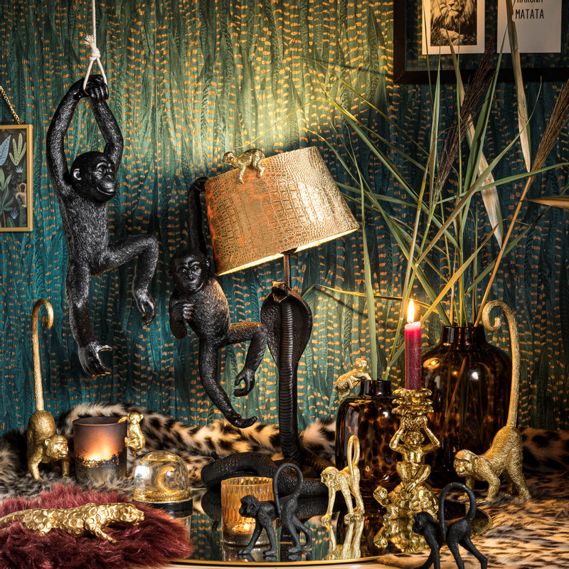 Hangende deco aapjes - diverse varianten - 38x15,5x8 cm