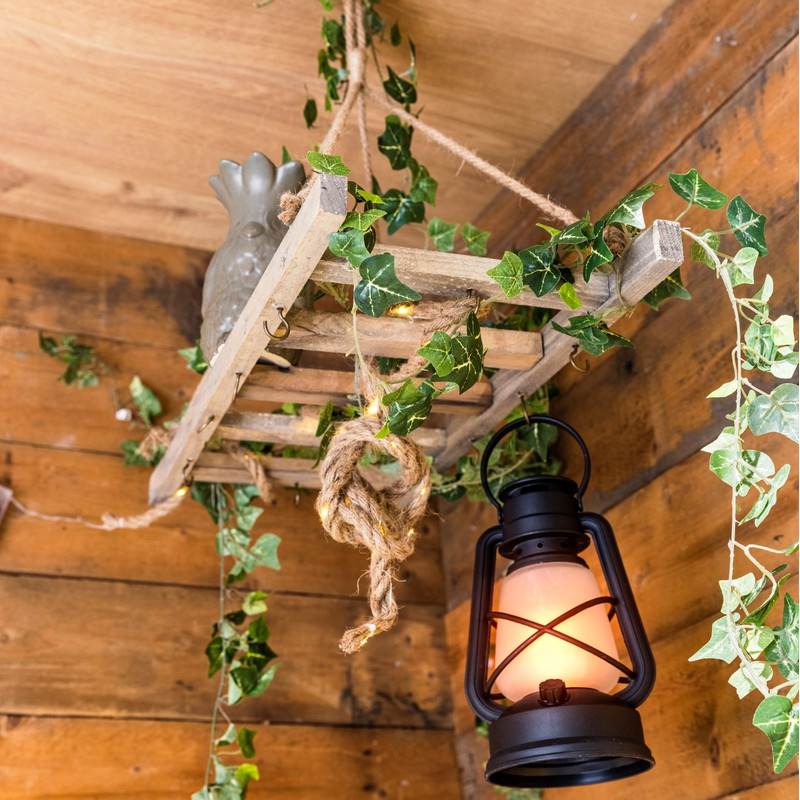 Hangende ladder met haakjes- natural - 60x25x3 cm 