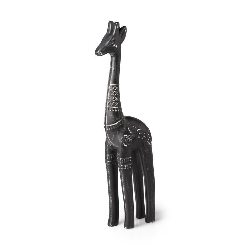 Beeldje giraffe - zwart - 39.5 cm