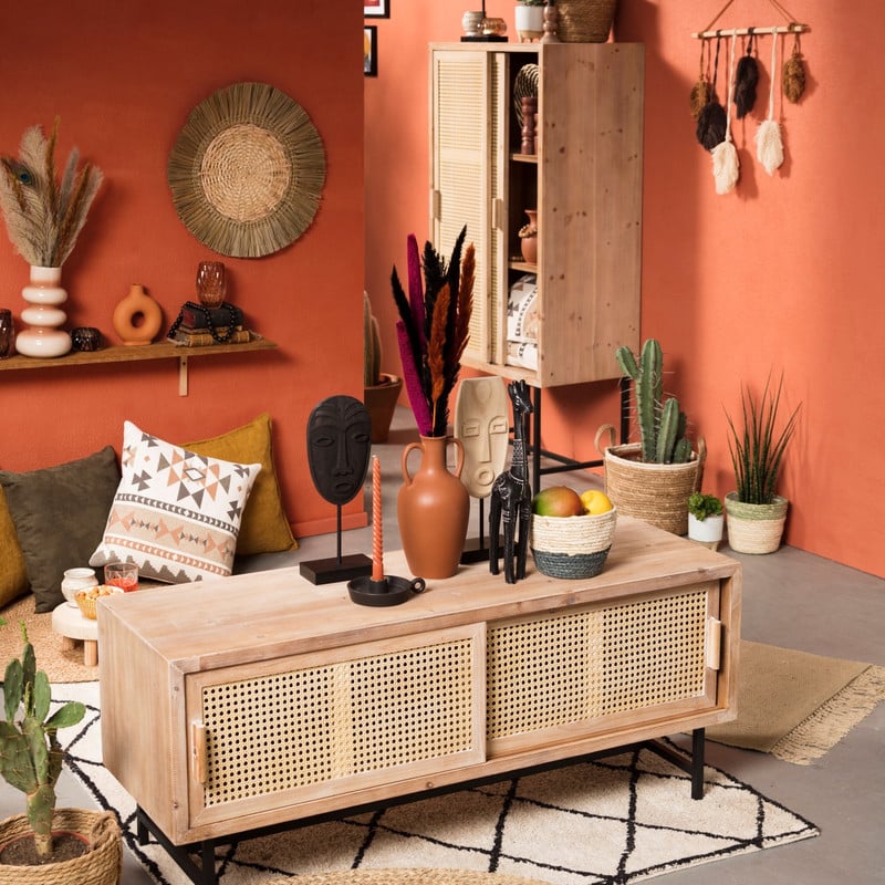 Wandhanger met blaadjes - beige - 50x50 cm