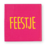 Siertegel Feestje - roze/geel - 10x10x0.5 cm