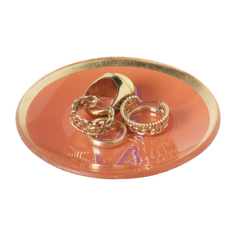 Deco schaaltje 'oh la la' - goud/roze/oranje - ø10.3x1 cm