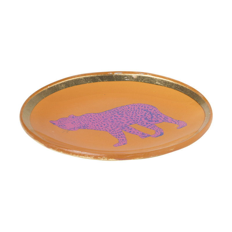 Deco schaaltje panter - goud/oranje/paars - ø10.3x1.3 cm