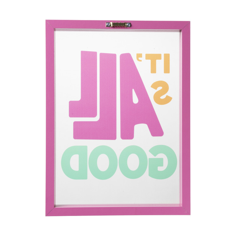 Wanddeco it's all good - roze/groen/geel - 35x26x1.9 cm