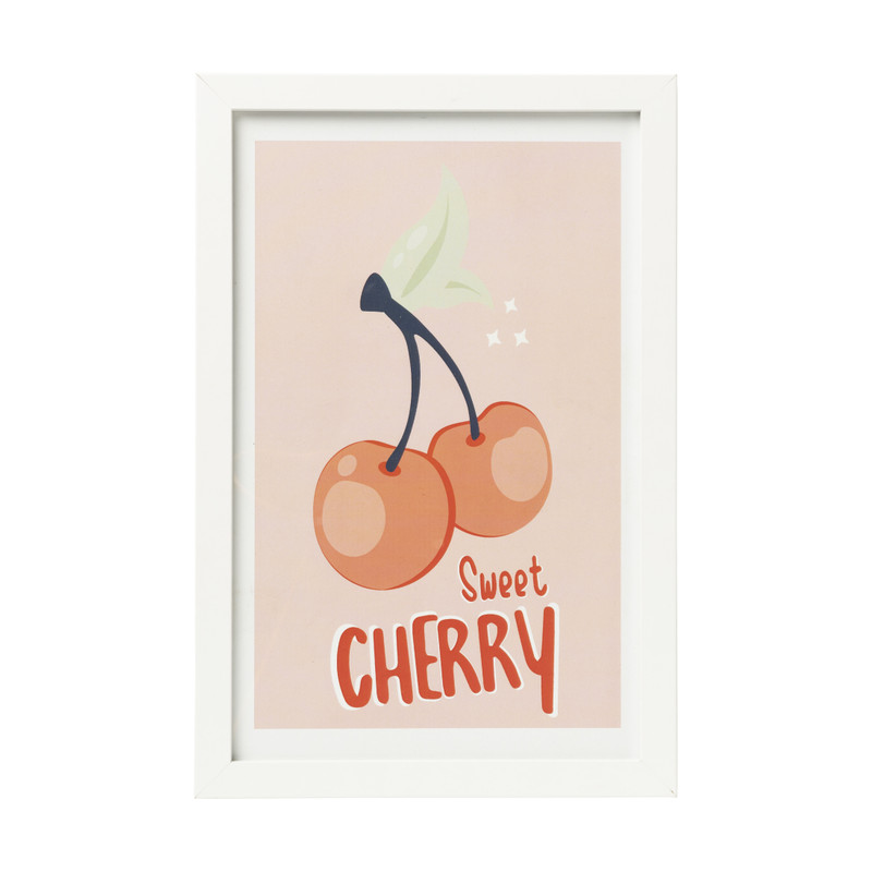 Poster met lijst cherry - roze/wit - 30x21 cm