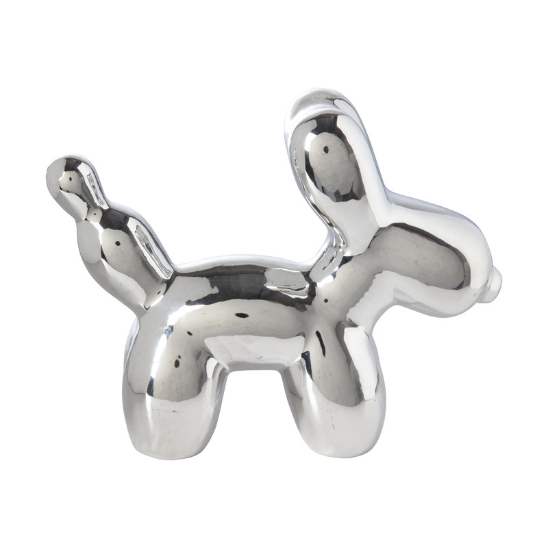 Ballon hond groot - zilverkleurig - 20.2x8x16.5 cm