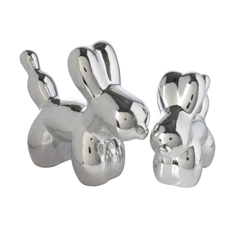 Ballon hond groot - zilverkleurig - 20.2x8x16.5 cm