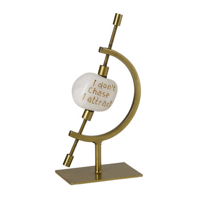 Houder met steen - goud - 14x8x5 cm - Happy at Home by Sanny